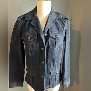 Lauren Jeans Co., Ralph Lauren Dark Denim Military Style Jacket, small